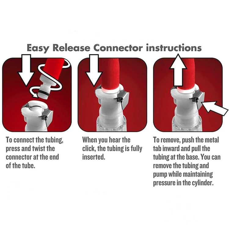 3 different lengths Silicone Hose and Male Fitting for Vacuum Pumps Premium Non-Collapsible Slippery 1/4 inch Inside Diameter