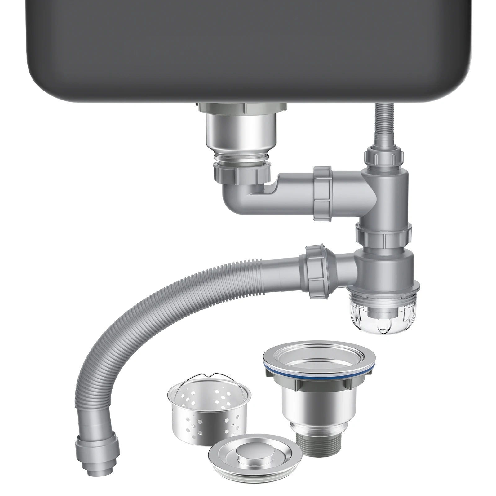 Лидер продаж Вьетнам Пакистан ситечко для кухонной раковины одинарная чаша сифон из нержавеющей стали чашка с расширяемой трубчатой трубой слива