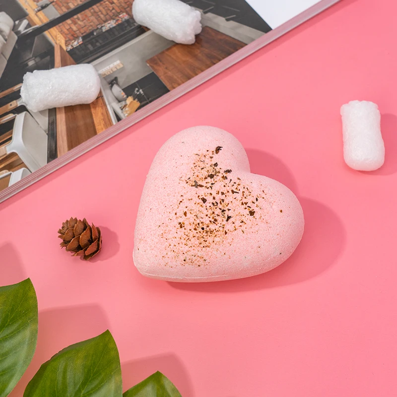 Private Label Luxury Organic Bath Bombs Heart Bath Bombs With Dried Flowers