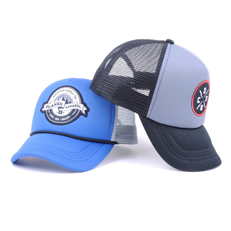 Applique foam trucker with rope on visor