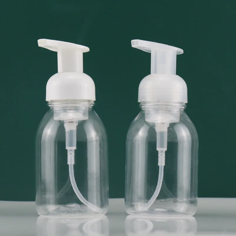Custom wholesale empty 250ml empty pet plastic soap foam dispenser bottle with pump