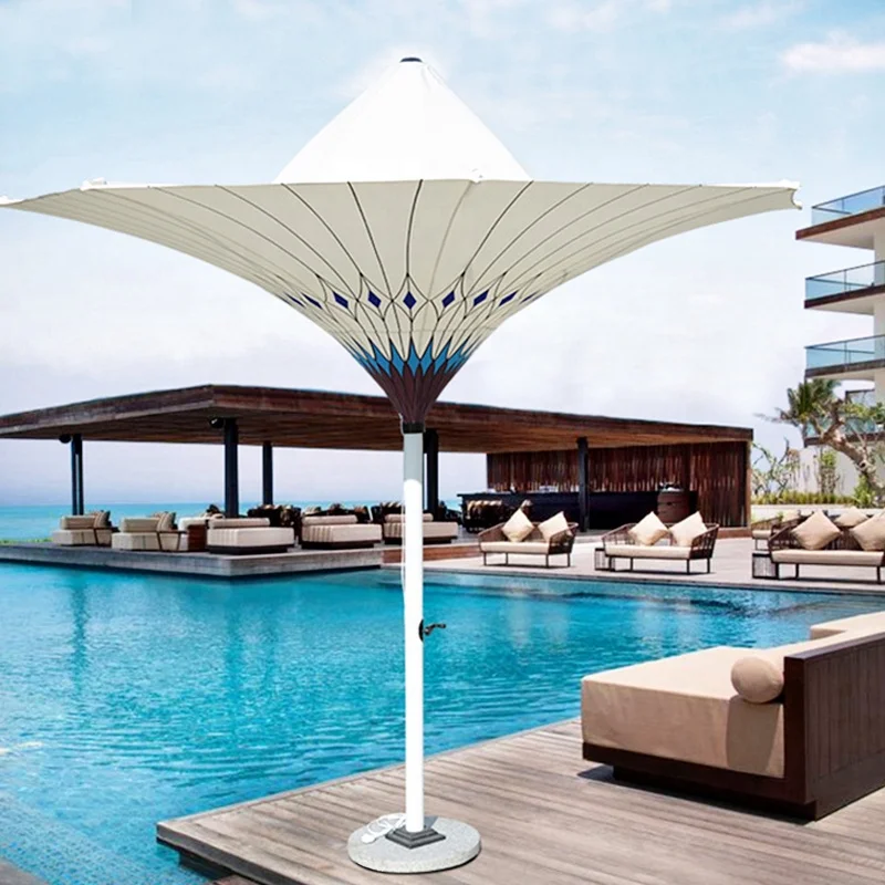 Outdoor Beach Garden  Patio Sun Umbrella With Logo And Led Strip Light Parasols Umbrellas