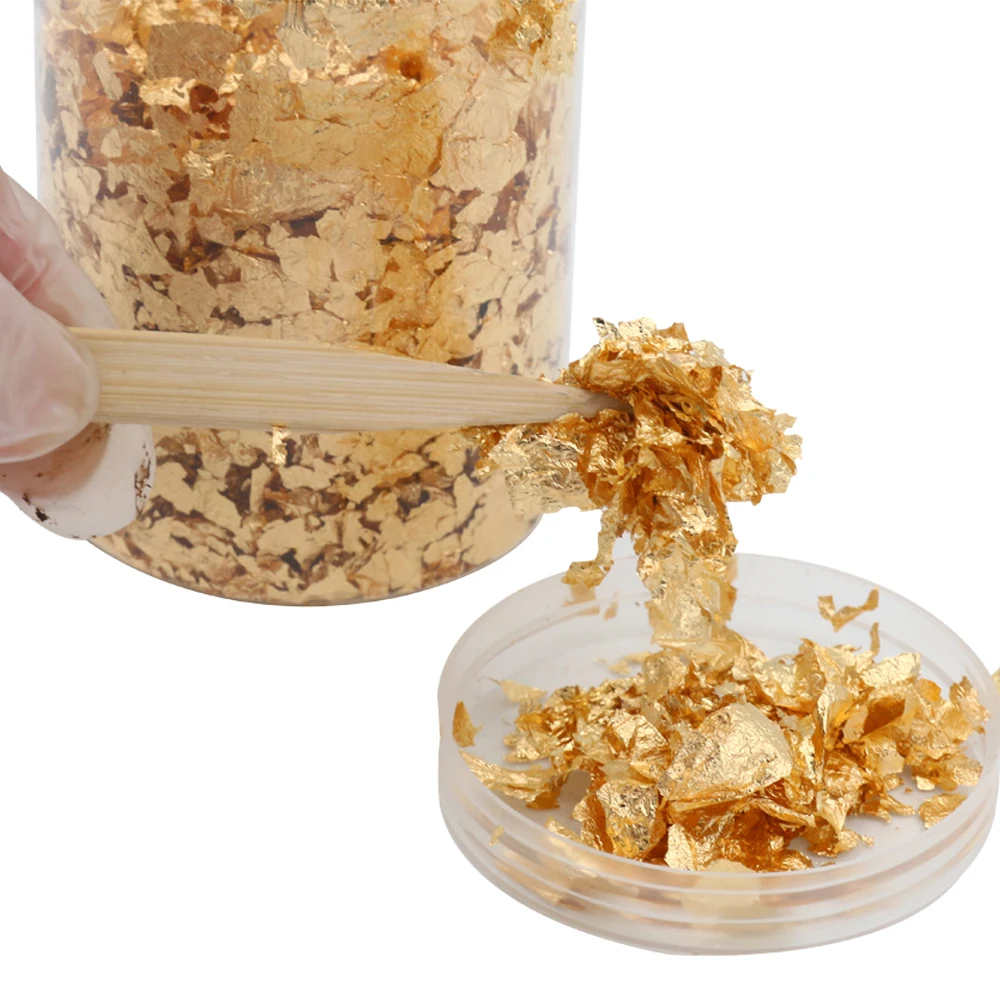 Kinno 1Gram/Bottle Genuine Gold Flake Large for Facial Serum Perfume Food Cake Wine Drink Decoration 24K Edible Gold Flake