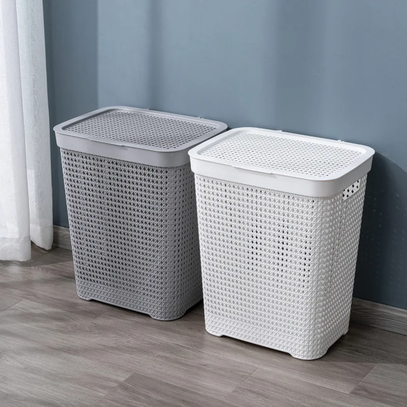 Nordic Bathroom Large Dirty Clothes Basket Home Rattan Plastic Home Laundry Basket Clothes Toys Storage Basket