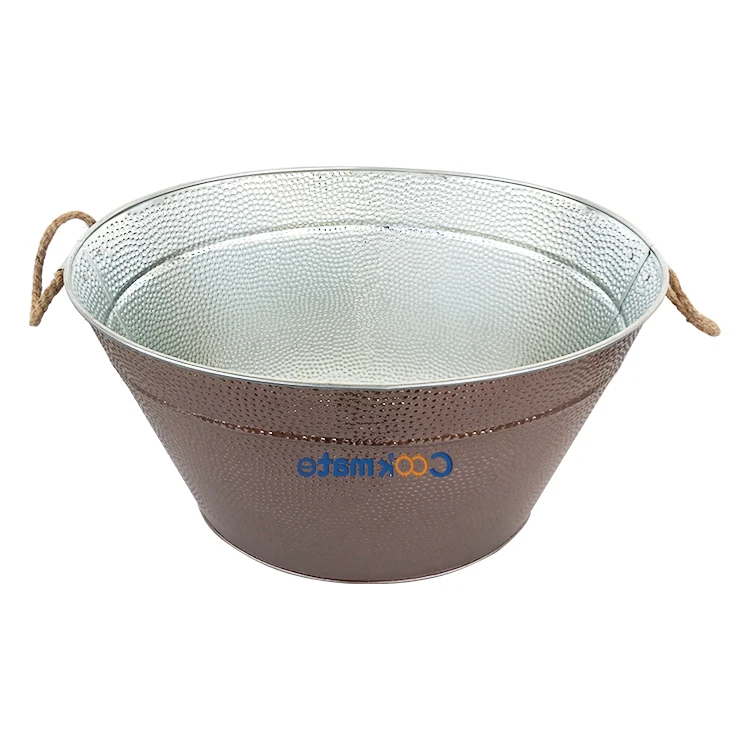 Painting Oval Metal Beer Ice Tin Buckets With Handles China Supplier bar Accessories