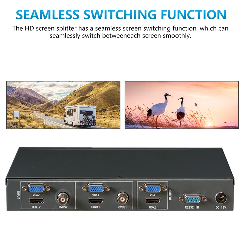 
2 channel VGA BCN video picture processor picture-in-picture 2 in 1 out HD video splitter 
