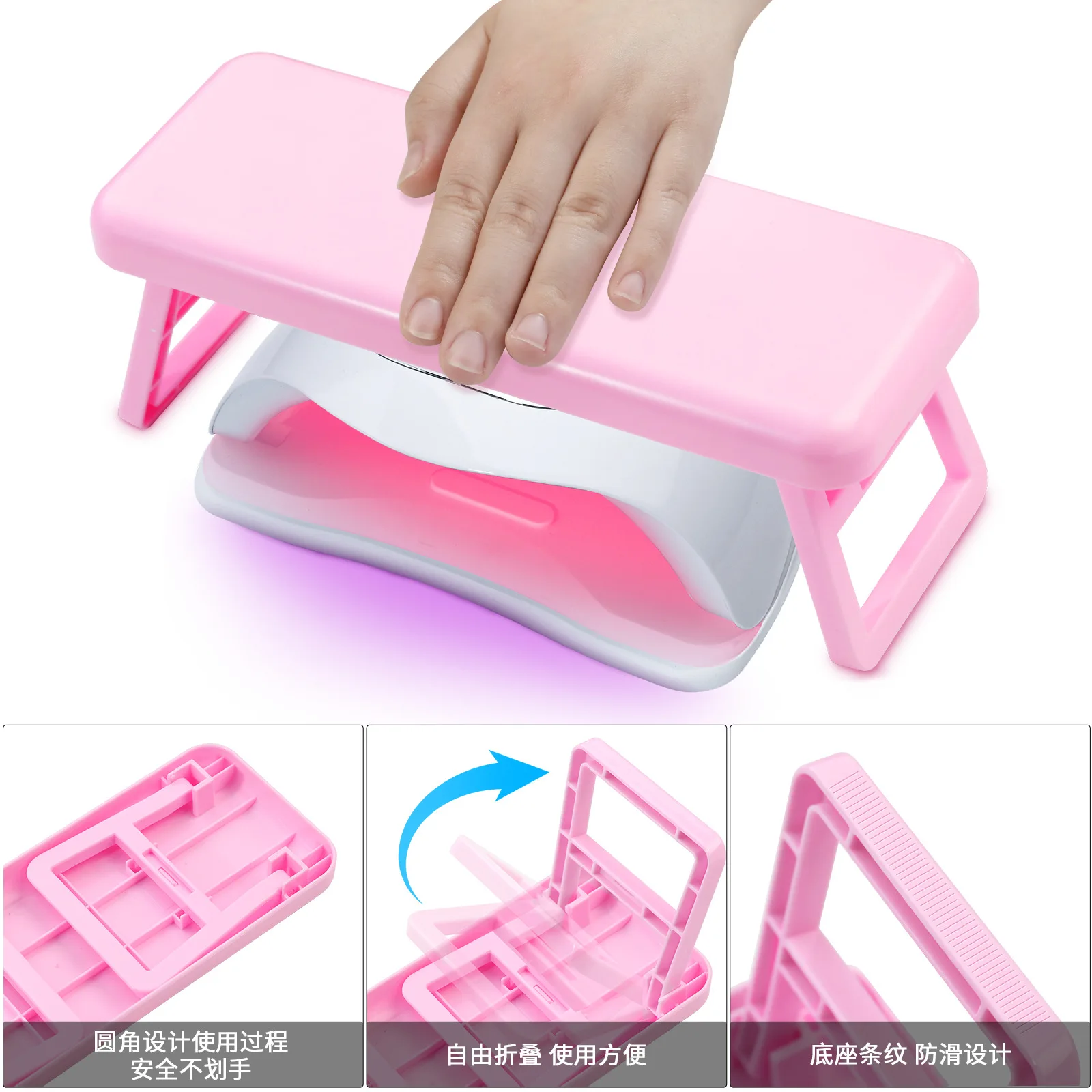 Misscheering Nail Art Folding Nail Hand Rest Arm Stand Pillow Cushion Holder Table Desk Armrest Sponge Support Mat Polish Tool