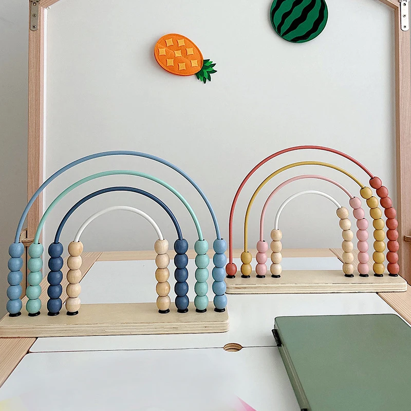 Baby Rainbow Abacus Math Toy Preschool Educational Counting number Toy  Math Operations Teaching Aids Wooden Toys