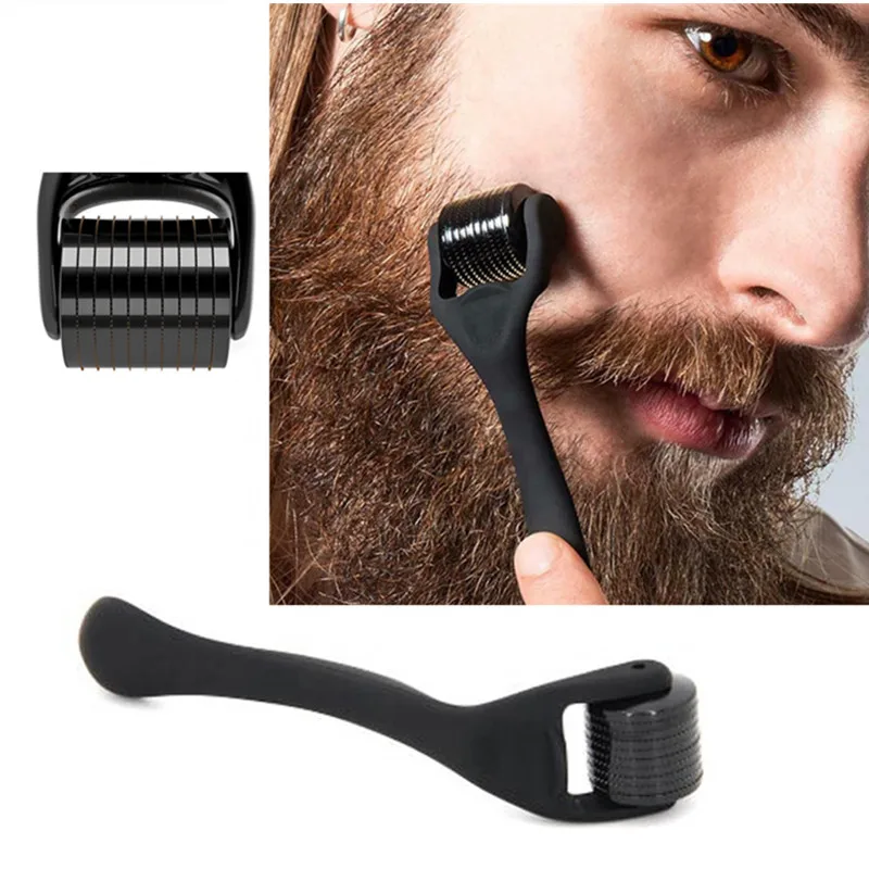 Hot Sell Men Skin Massage Absorb 540 Titanium Metal Jade Derma Roller Beard Growth Kit