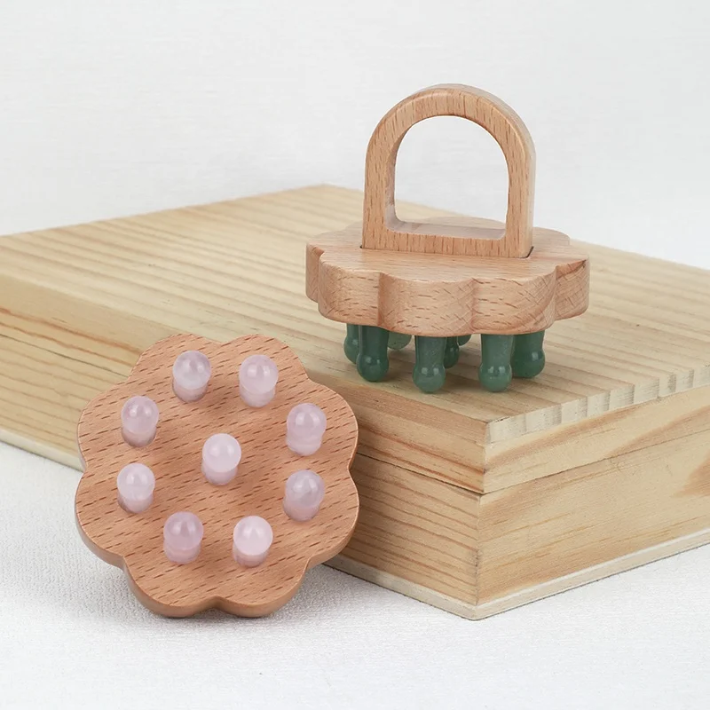 Mushang Custom Wood Massage Therapy Tools for Head Guasha Hair Massage Comb Wooden Handle Gua Sha Comb