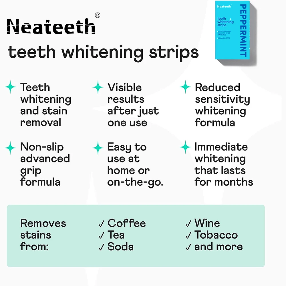 Neateeth Watermelon Flavoured Teeth Whitening Strips PAP Dry Strips Fast Whitening Result