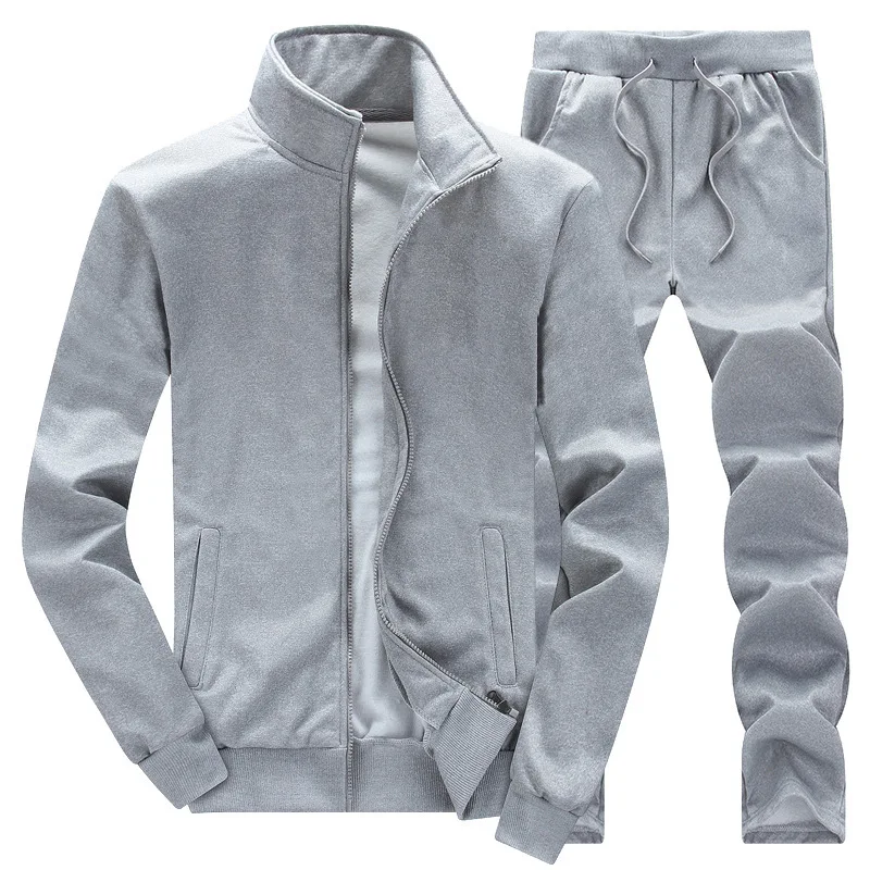 
Wholesale 2 piece zip hoodie track suit men custom design slim coat drop shipping stylish warm solid color sportswear 
