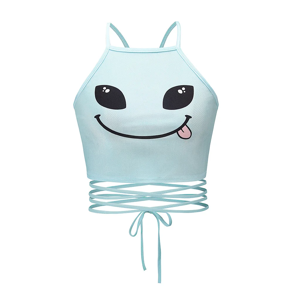 Bare Navel Lingerie Halter Sexy Bandage Camisole Girl Anime Cartoon Tank Top