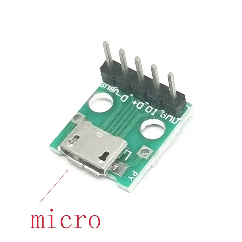 MICRO USB To DIP Adapter 5pin Female Connector B Type PCB Converter Breadboard USB-01 Switch Board SMT Mother Seat