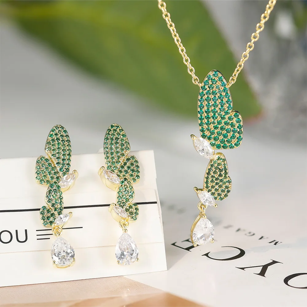 Grace Jewelry Zircon Luxury Statement Custom Gold Plated Wholesale Fashion Jewelry Sets For Women