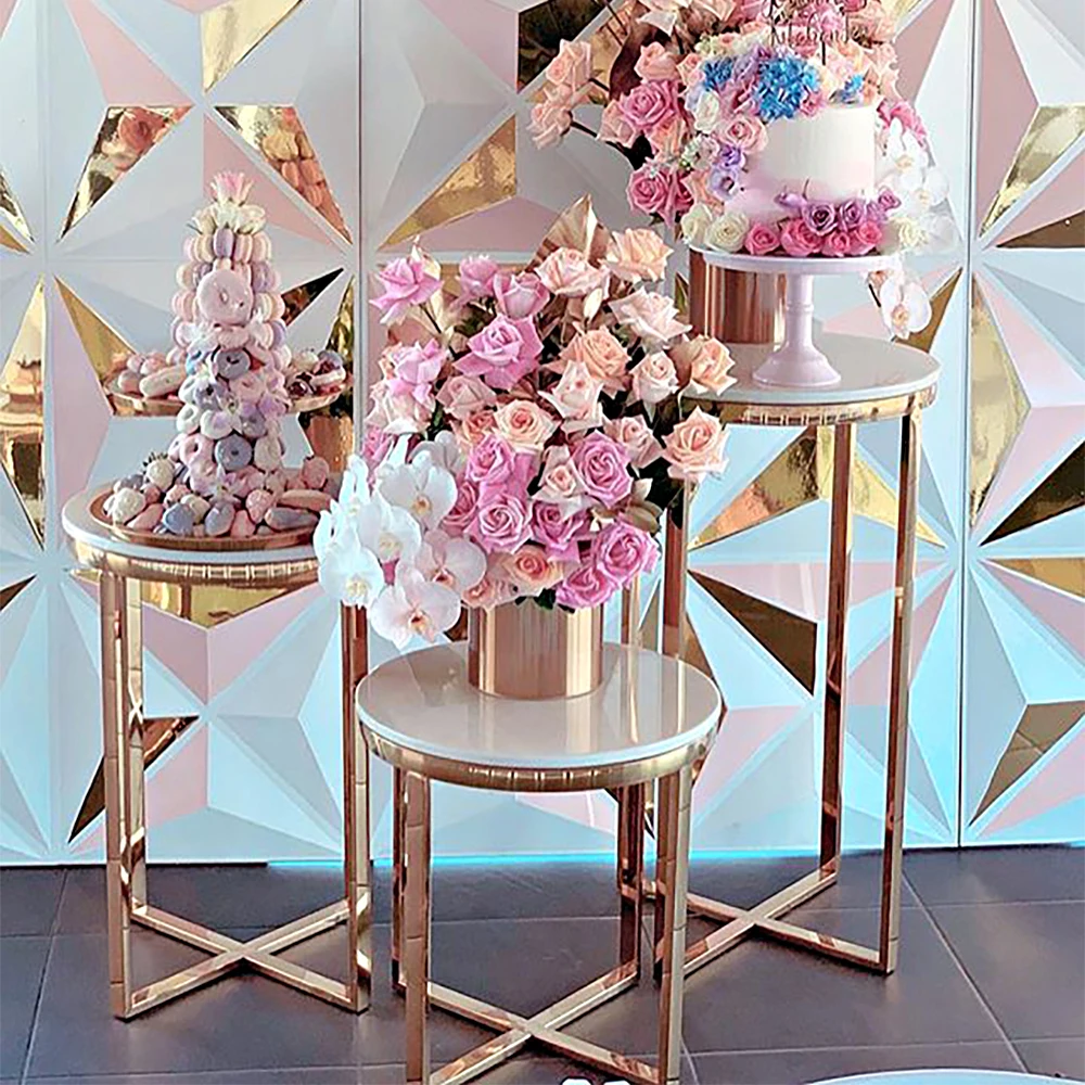 
3pcs a set Hot sale table Free shipment gold cake plinth/cake table /party dessert table Cake stand pillar display decoration 
