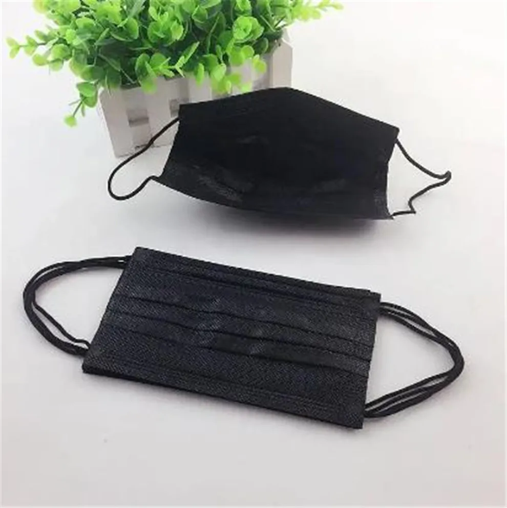  manufacturer 50pcs/Box disposable black 3Ply Face mask breathable Earloop custom Disposable Black face facemask