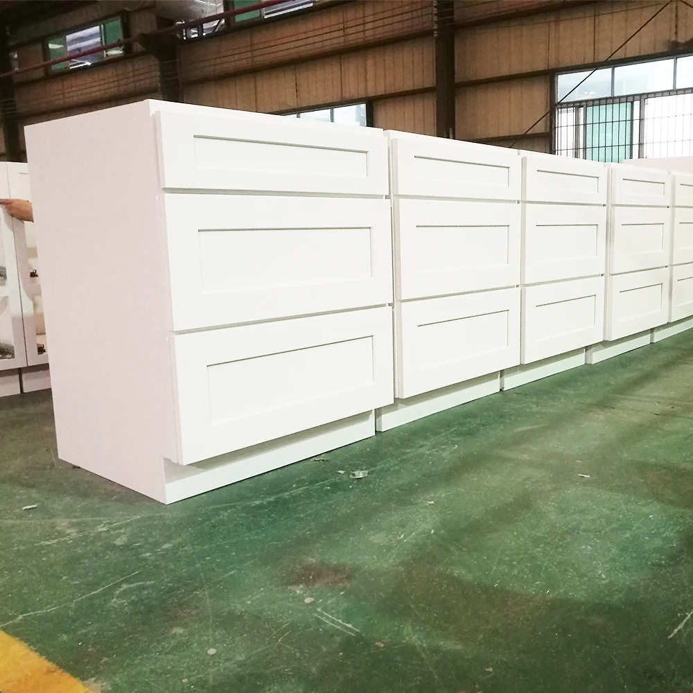 Gabinetes de Cocina RTA White Shaker Modular Kitchen Cabinets Solid Wood Direct From China