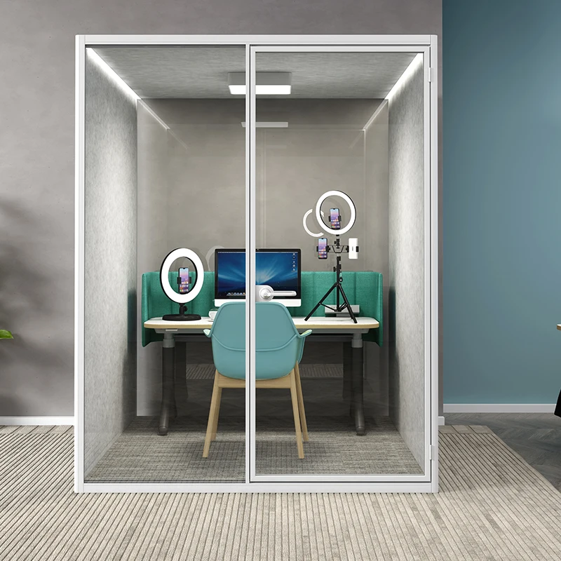 Silent Privacy Movable Prefab Outdoor Garden Office Privacy Acoustic Meeting Phone Pods With Seating