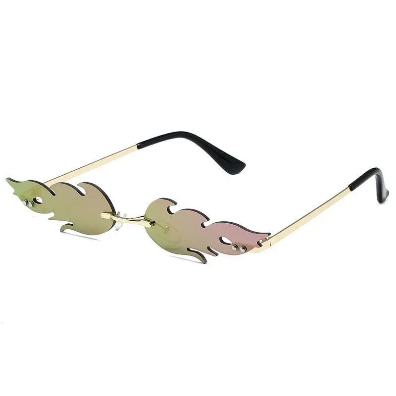 Flame Sunglasses Personality Fashion Trend Sunglasses Metal Rimless Party Glasses