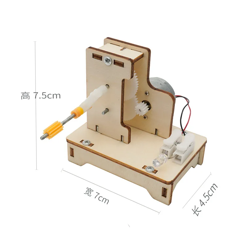 DIY Technology Physic Science STEM Toys Wooden Manual Power Hand Generator Kit Educational Equipment Kit for kids