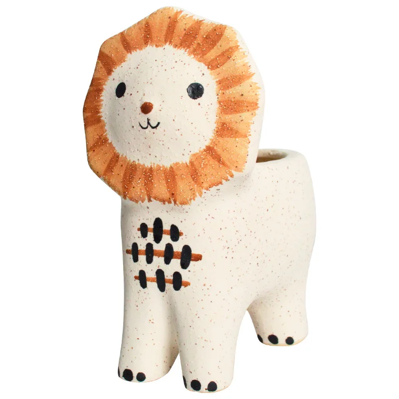 Abstract Lion Home Decoration Endearing Arts Crafts Garden Desktop Succulent Holder Cute Animal Ceramic Flower Pots
