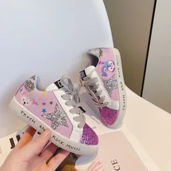 Rock Star Bunny Sneaker Purple Sparkle Glitter Sneaker With Star and Graffiti Funky Fairy Low Top Trainers