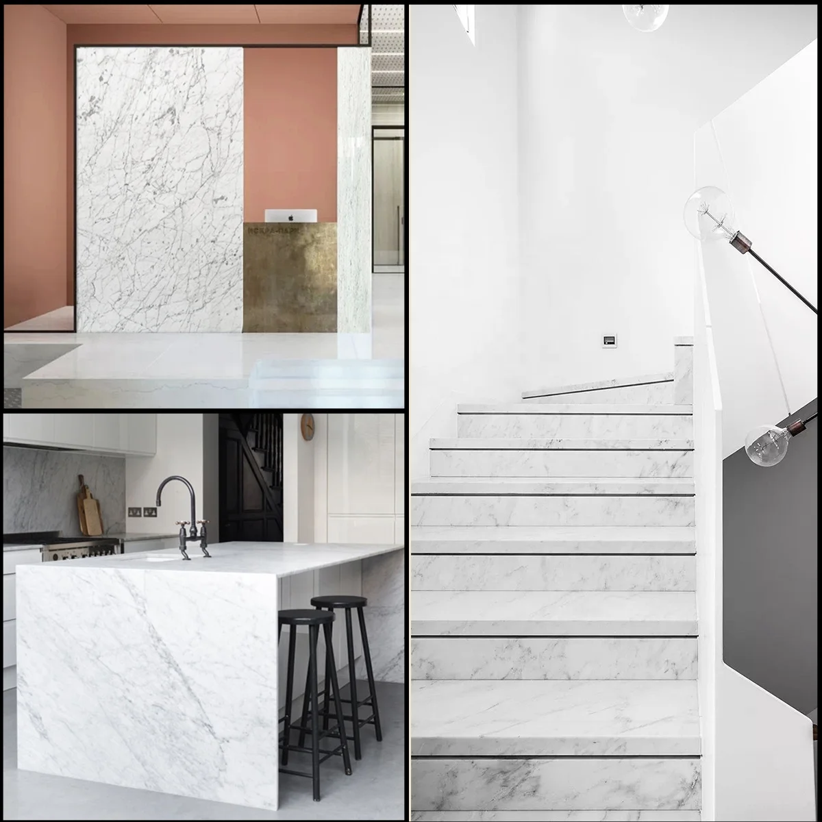 Natural Customize Size Italy Bianco Carrara White Marble Slab For Floor Tiles Kitchen Island Countertop Marble Stair Wall Panel