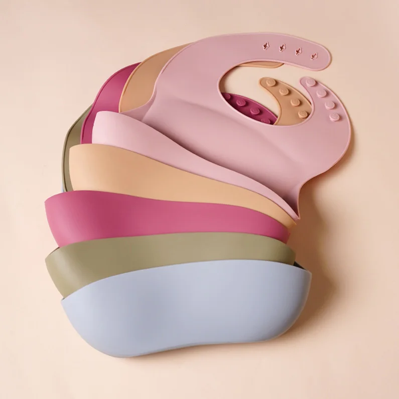 Hot Sale Baby Tableware Water Proof Food Grade Silicone Baby Bib with Food Catcher for Toddlers