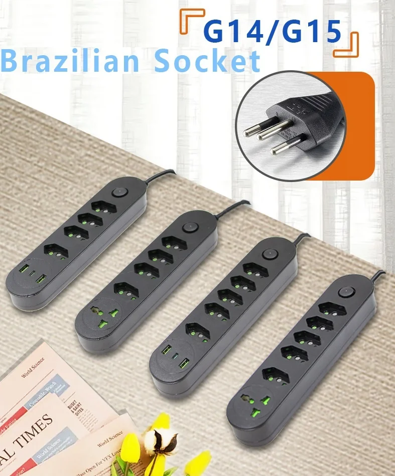Brazilian standard USB multi hole plug socket
