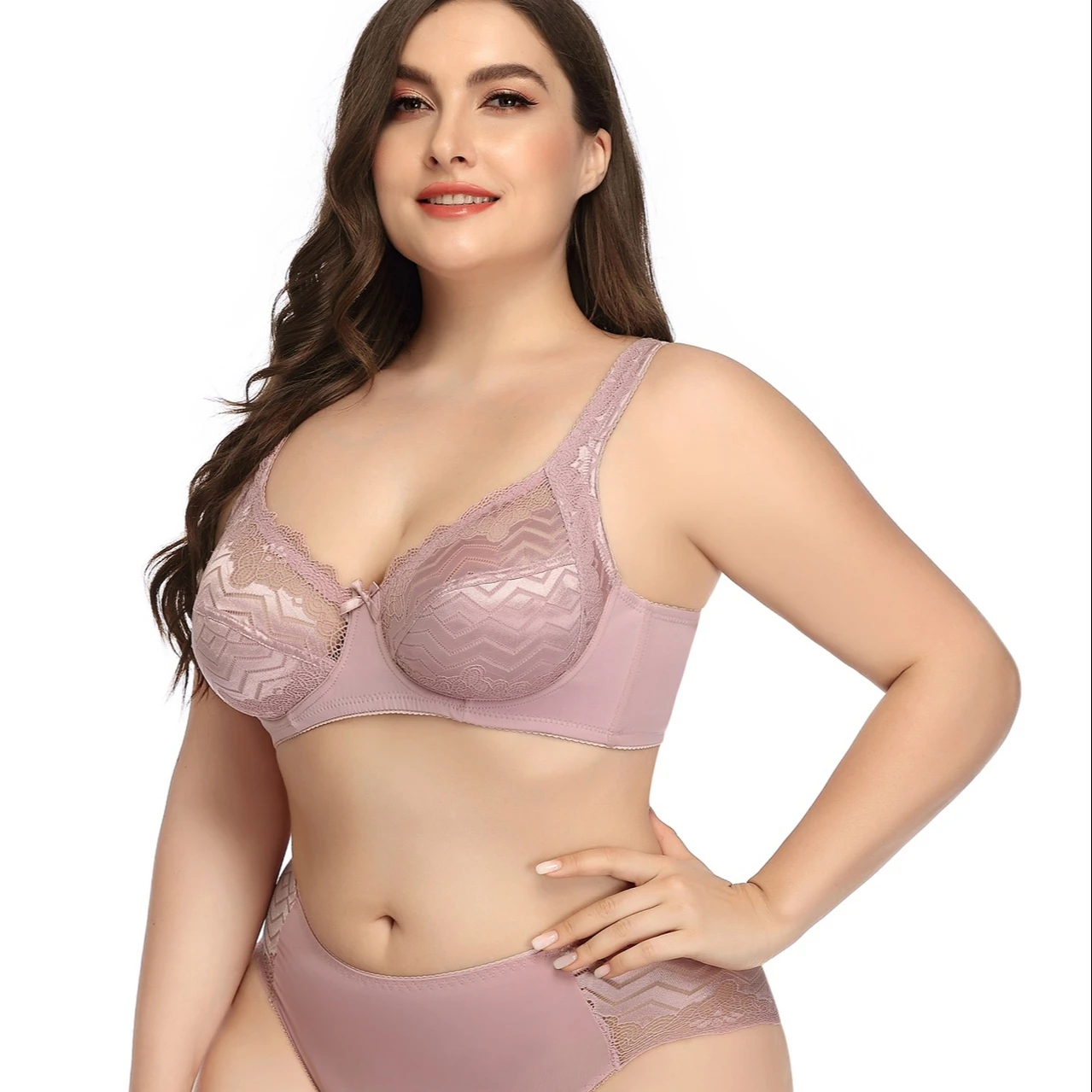 
Plus Size Sexy Hot Ultra-thin Sexy Comfortable Breathable Bra Set Lingerie for Fat Women 