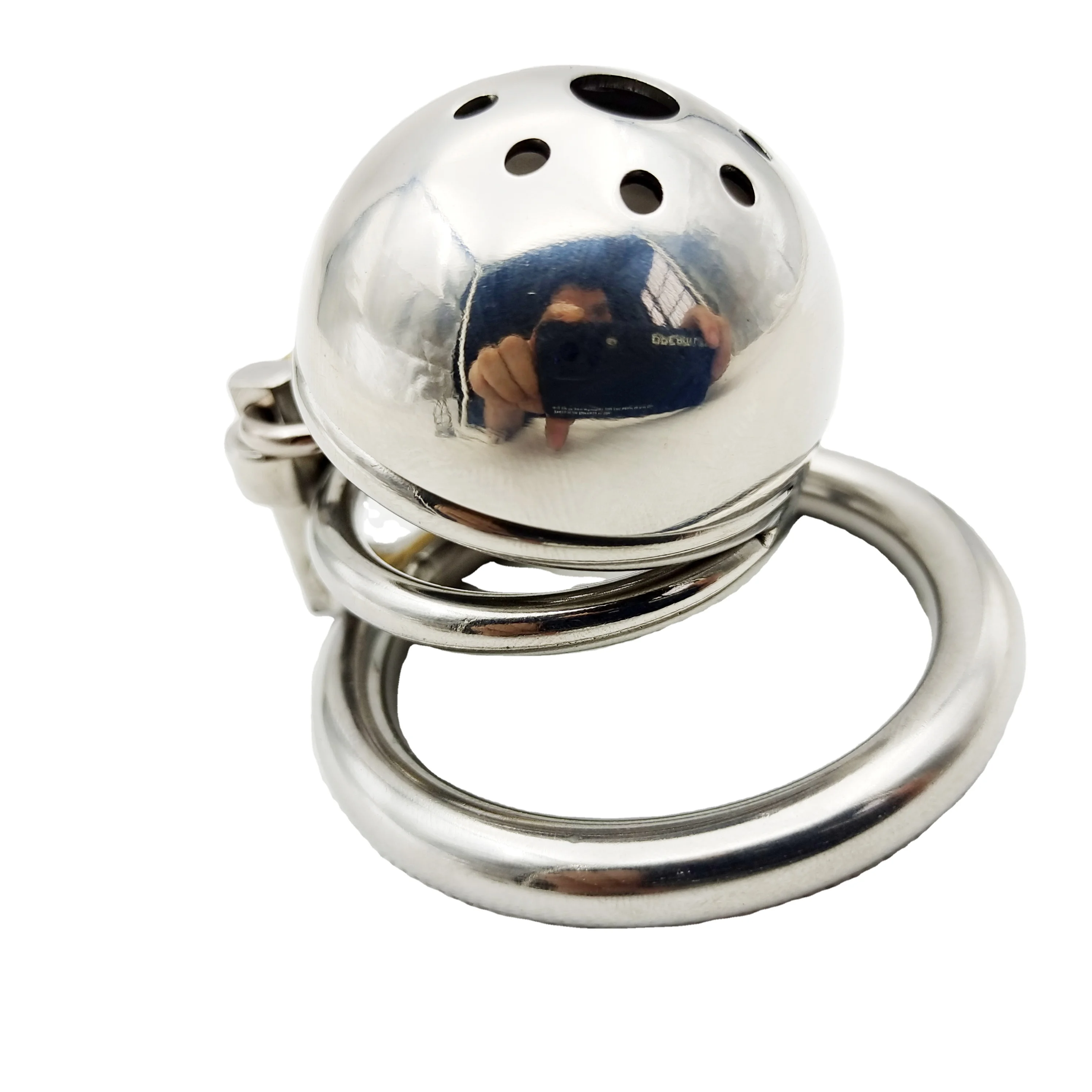 Stainless steel short male chastity cage metal penis lock ring ball stretcher BDSM bondage restraint Penis Lock sex toy for man