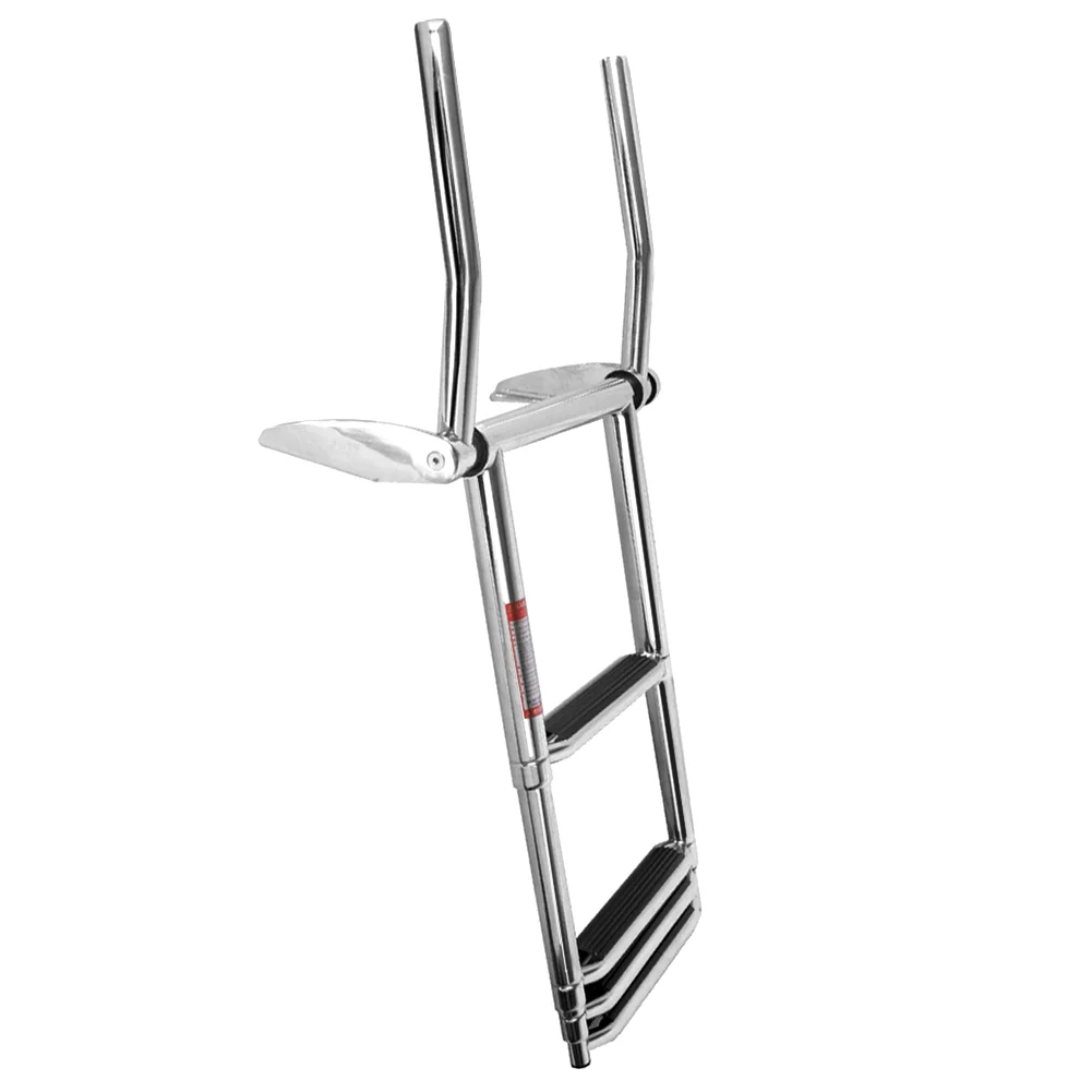 Stainless steel boat parts dock Handle telescoping ladder with double tube 4 step marine boat ladders for boat