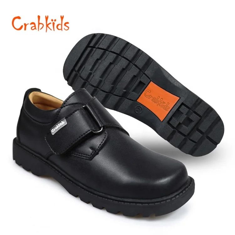Crabkids Wholesale High Quality Kids Boys Casual Black Pure Leather Student School Shoes