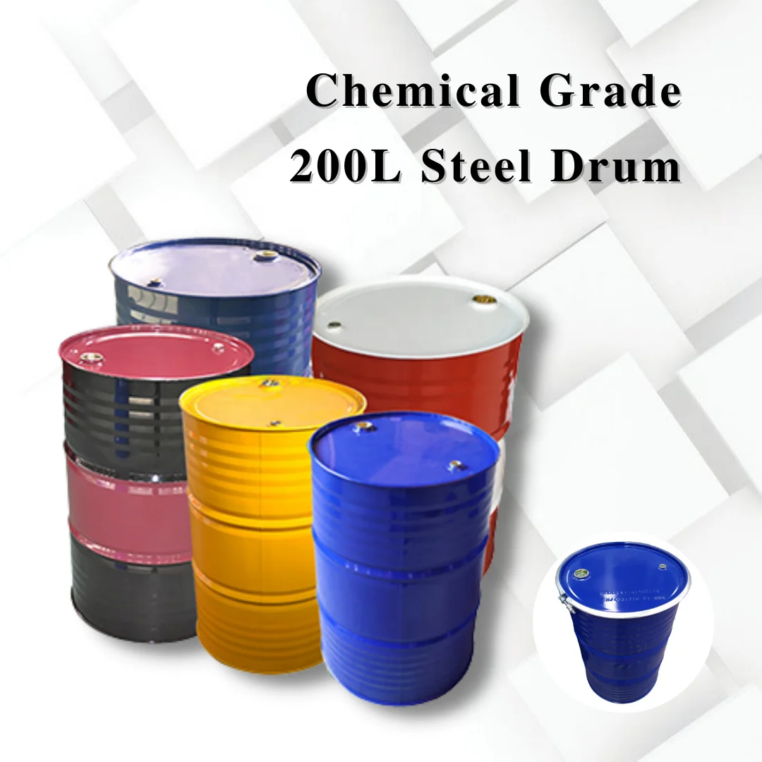 order direct 200kgs 200 liter new tight head type thick blue steel drum for crude oil