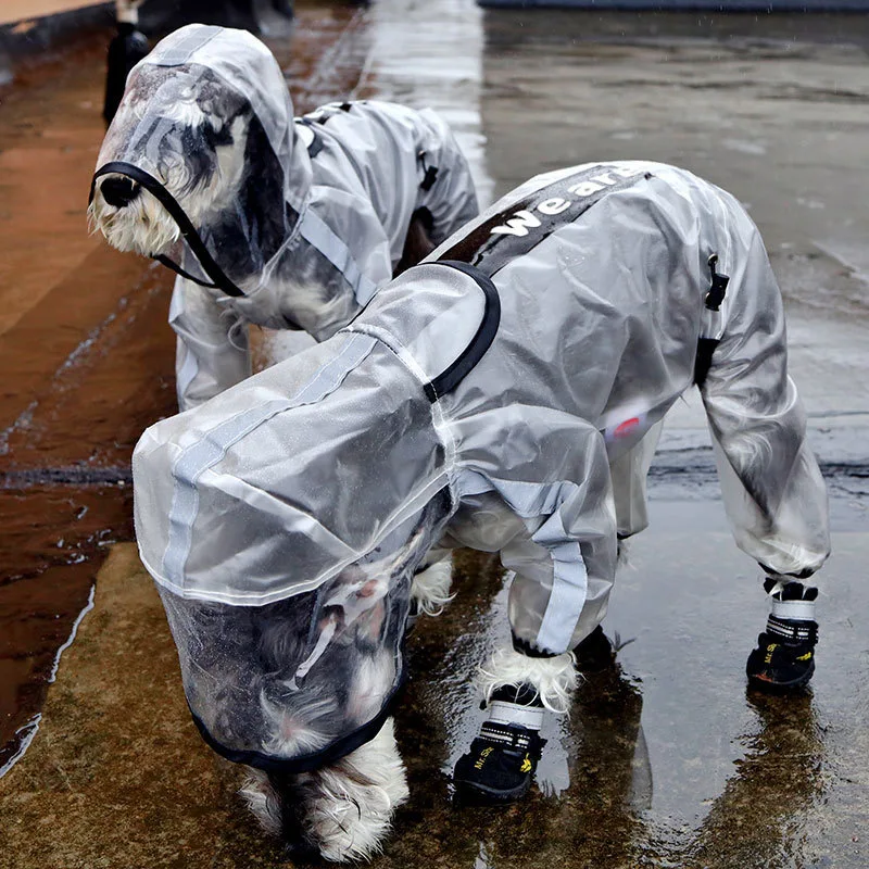 Dog Raincoat reflective with hood BulldogLabrador Shepherd waterproof Rain Coat Ponchos Jacket dog raincoat