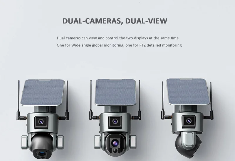 TUYXCIE PTZ WIFI Security Wireless Zoom Lens Solar Power Rechargeable Battery Surveillance System Night Vision IP Network Camera