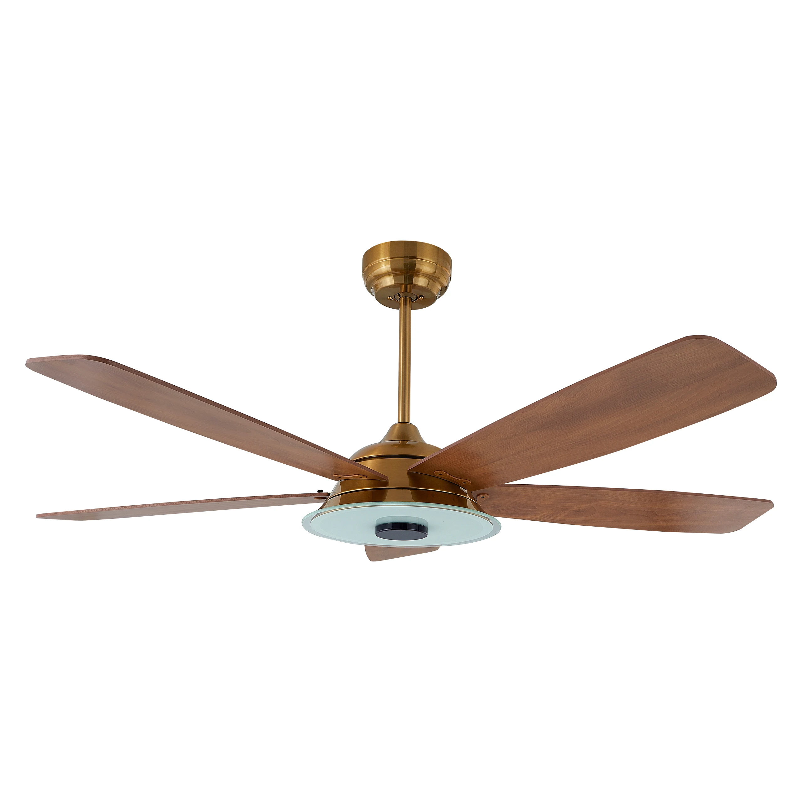 CARRO Striker 52 inch wholesale home decorative 5 Plywood blades gold finish dc inverter LED ceiling fan with  remote control