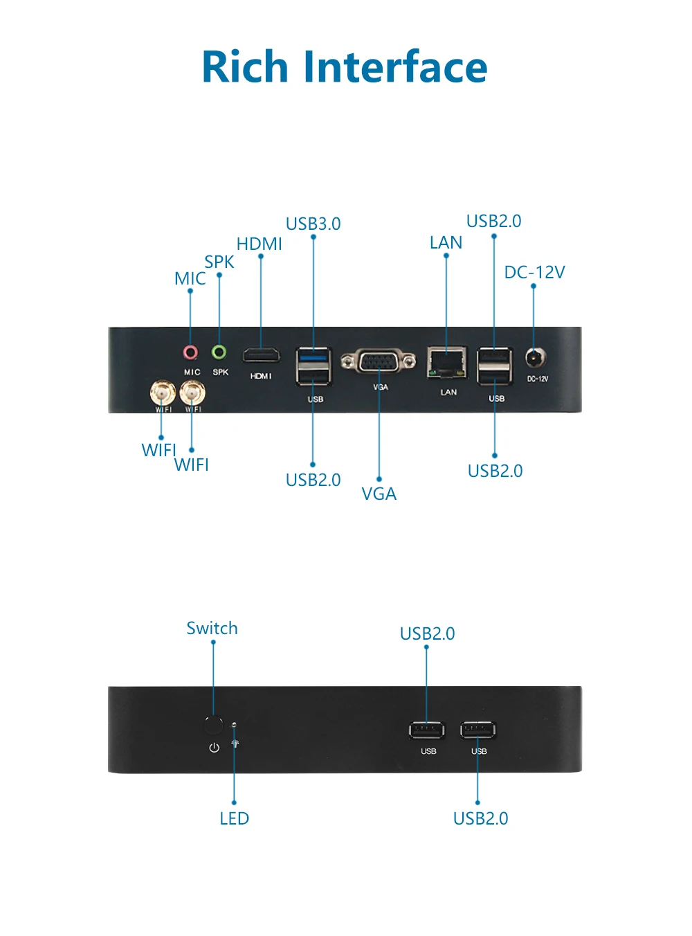 8USB industrial linux itx fanless 12th gen core i3 i5 i9 i7 gaming computer mini pc