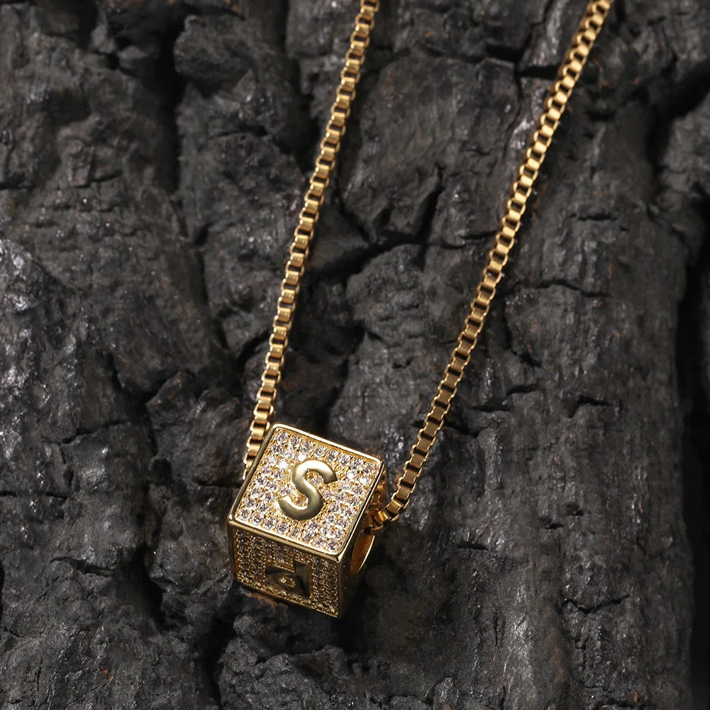 MJ Hip Hop Letter Zircon Pendants Men Chain Couple Name Personalised Silver Gold Stainless Steel Custom Necklace For Women