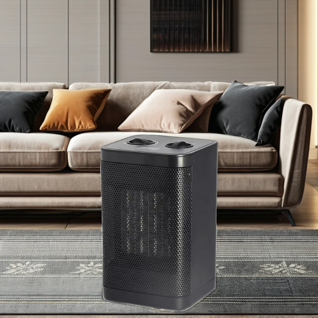 1500W Mini Ceramic PTC Heating Heater Portable Electric Desktop Freestanding Fan Heater for Bathroom Bedroom Garden Living Room