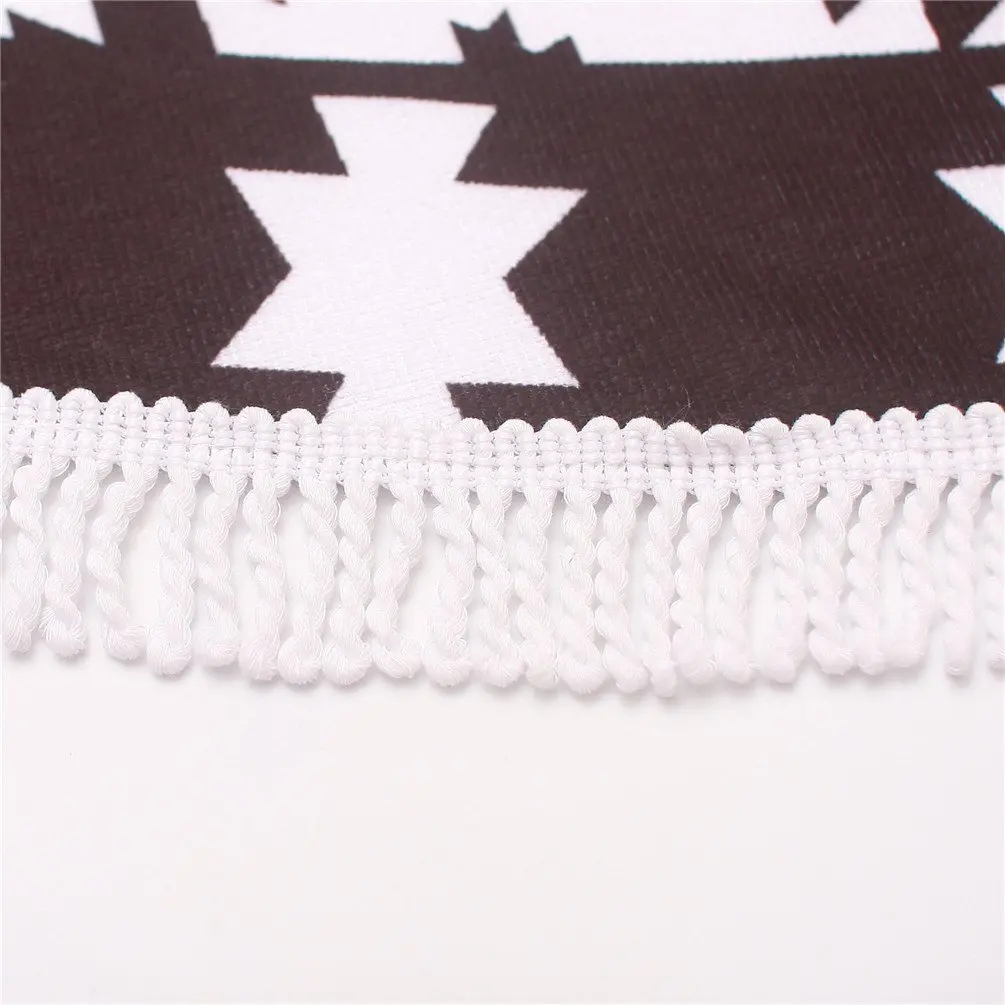 
150cm 100% RPET fabric printing microfiber round beach towel with tassels 