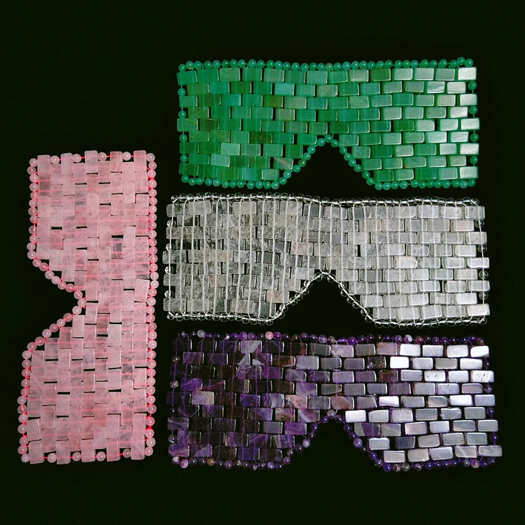 Diy Factory Supply Natural Reiki Healing Rose Quartz Eye Mask Facial Massager SPA Pure Handmade Skincare Beauty Tools