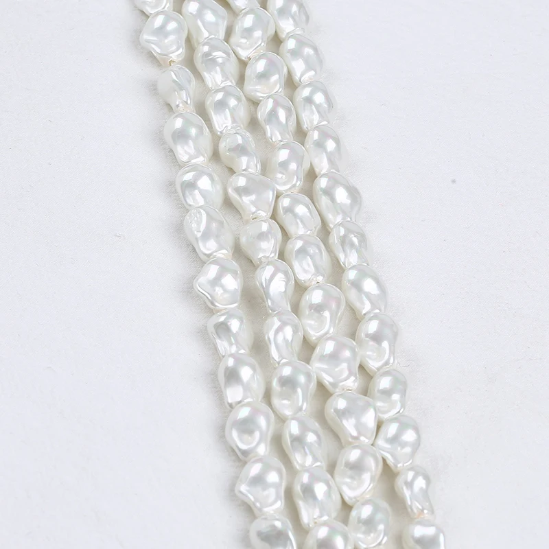 Hot sale Natural White 10*15mm/15*22mm/12*15mm Large Baroque Shape Shell Loose Pearl Strand