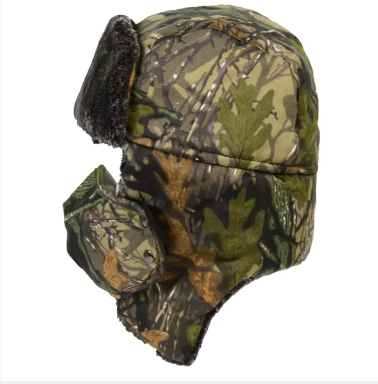 Y-Z Adult Warm Sheepskin Trapper Hat Russian Cossack Hat Winter Camouflage Men Ushanka Faux Fur Unisex trapper hat