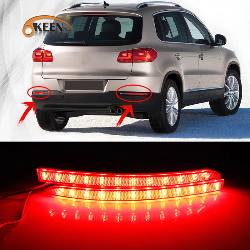  Автомобильная задняя фара KEEN 12 в для Tiguan 2012 2013 2014 2015 светодиодные отражатели заднего бампера красные предупреждающие задние