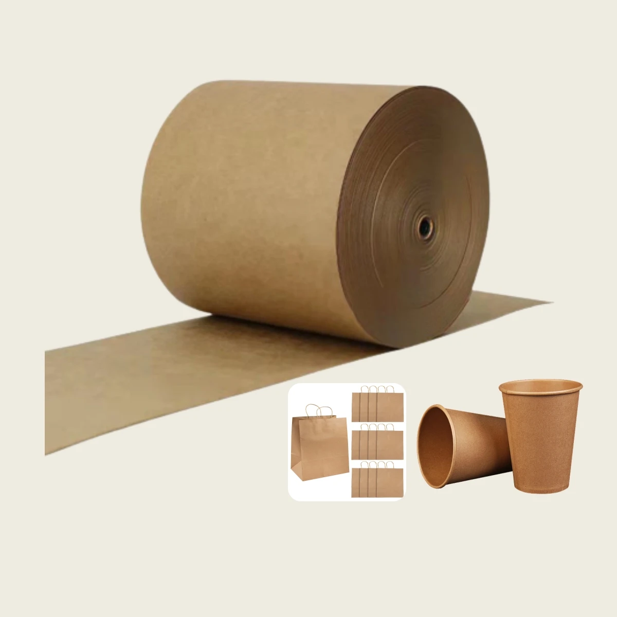 Kraft PE Coated Paper In Roll For Paper Cup Raw Material spot supplies