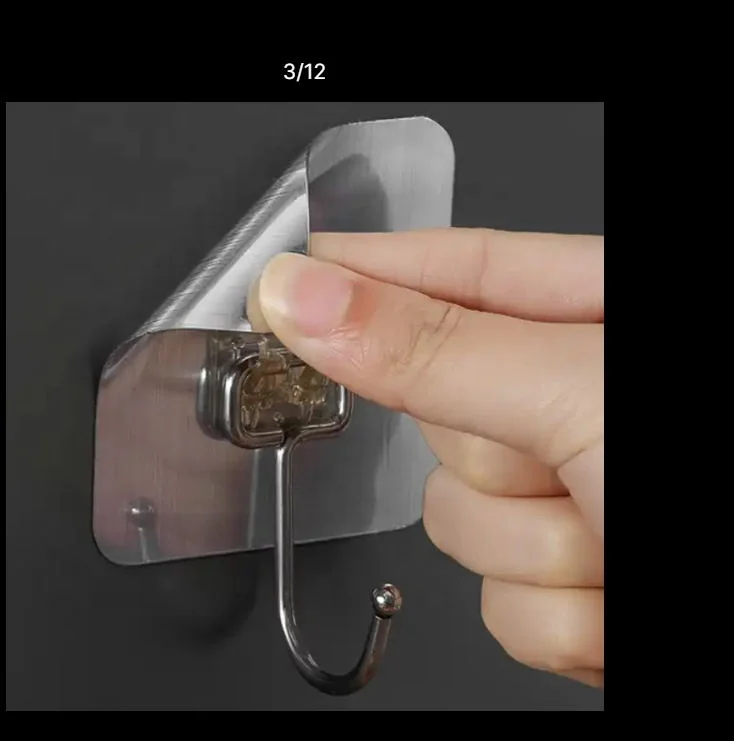 Rustproof And Waterproof Single Strong Adhesive Wall Hook Removable Plastic Adhesive Square Wall Hook