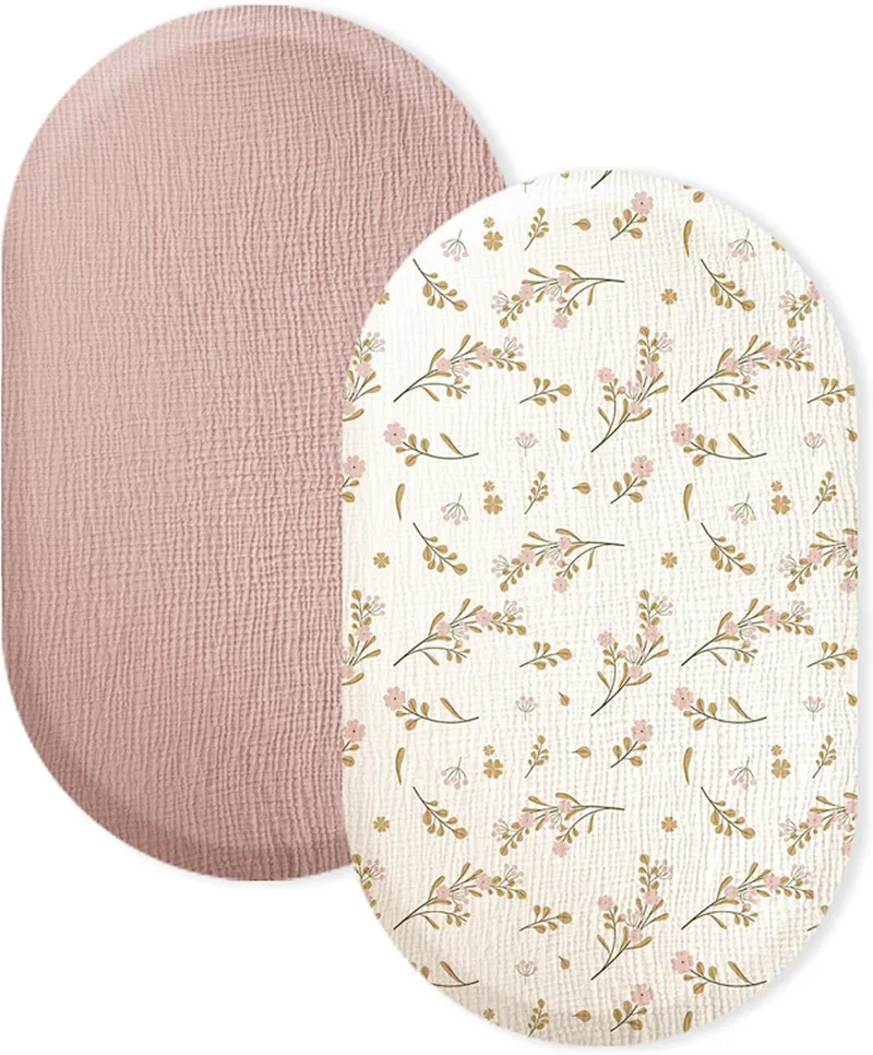 Organic Bamboo Cotton Stretch Fitted Bassinet Sheet For Bassinet Pad Mattress Digital Print Crib sheets Baby Bedding Sheet Set