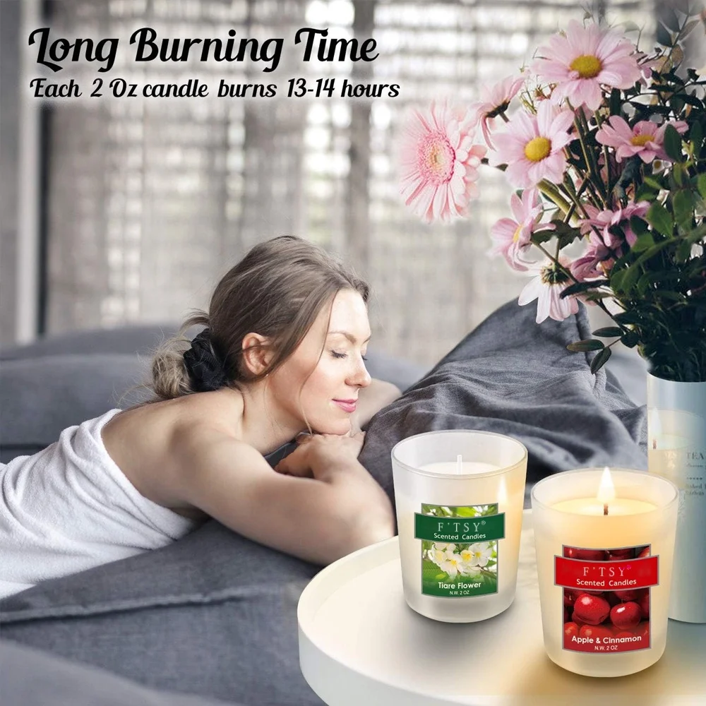 Long Burning Time Natural Soy Candles & Plant Fragrance Different Scents Candles Set